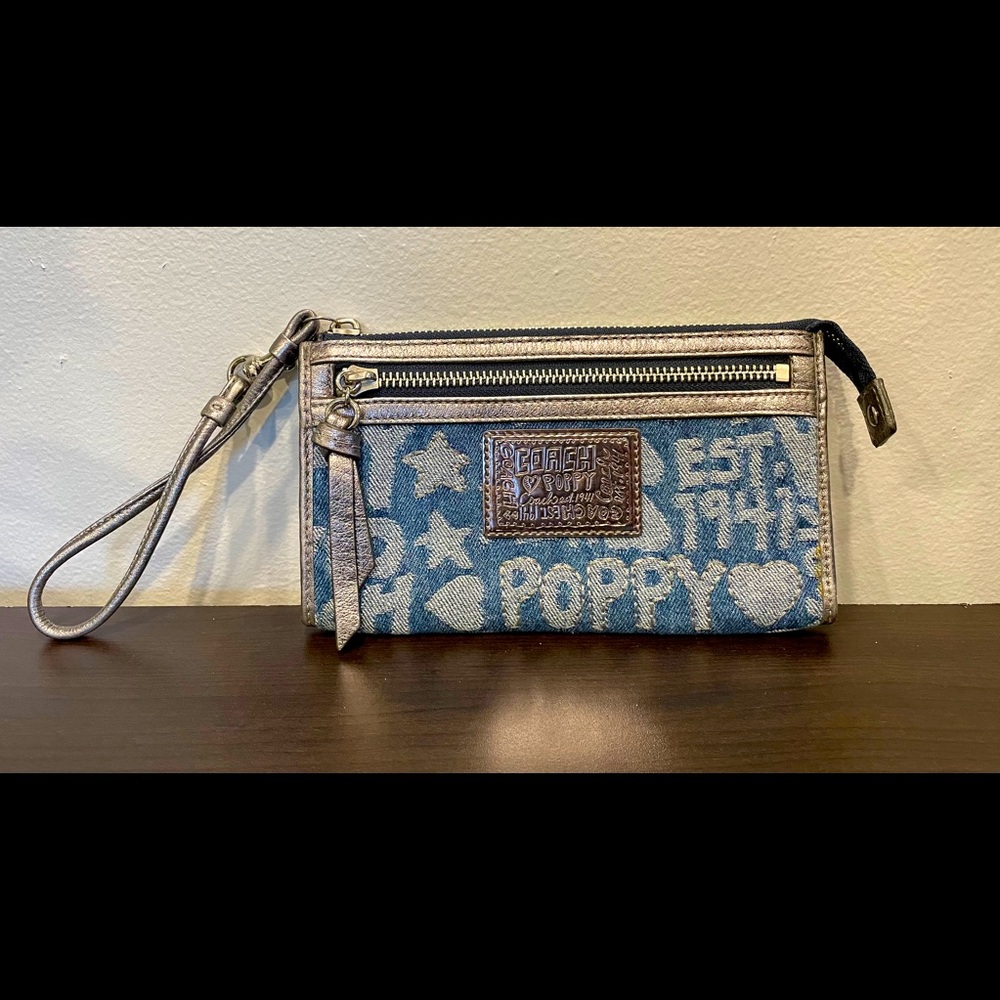 Coach Poppy Wallet/Wristlet Blue Denim
